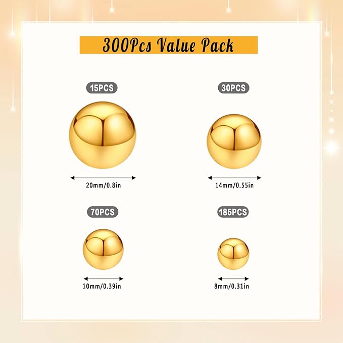300Pcs Pearl Vase Filler, BrightGold No Hole Faux Pearl Beads - Image 2
