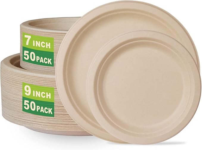GreenWorks 7 inch and 9 inch Heavy-duty Compostable Plates by GreenWorks