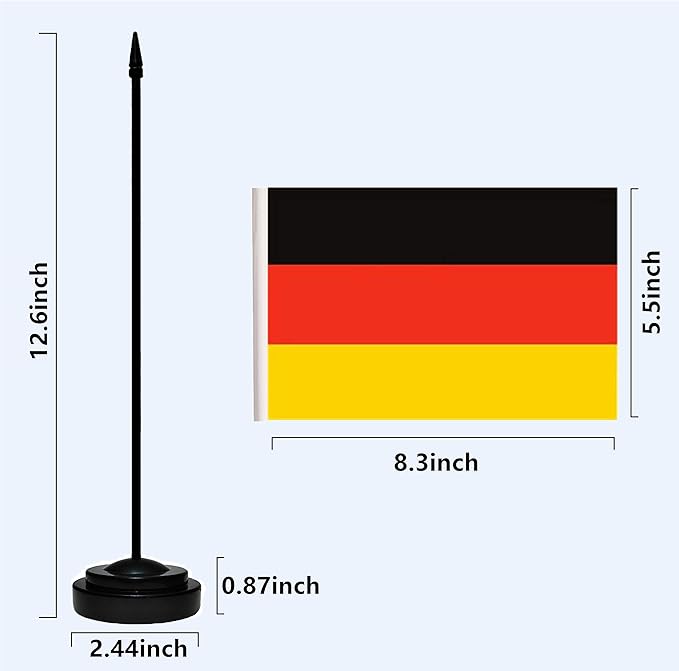Germany German Deluxe Desk Flag Set, Small Mini Miniature Germany German Table - Image 3