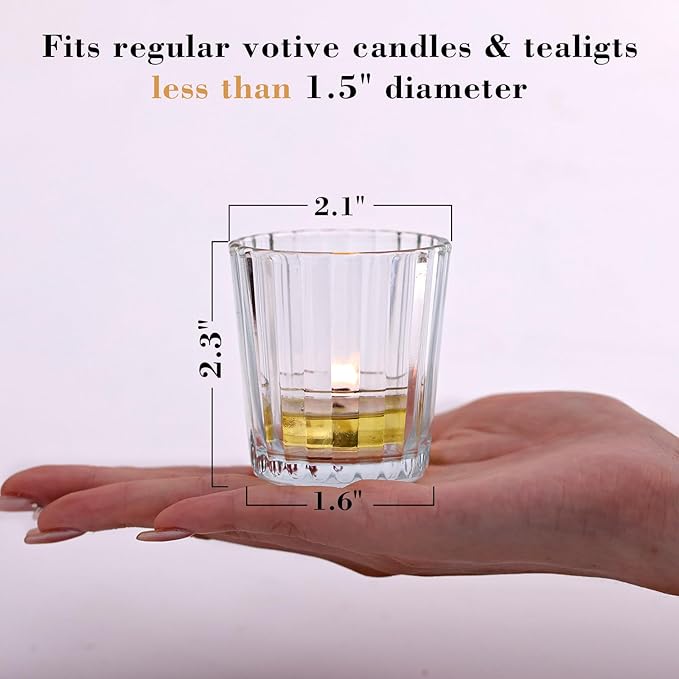 24pcs Vintage Ribbed Votive Candle Holders, Glass Candle Holder - Image 2