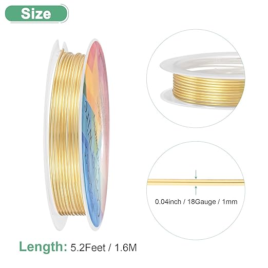 1 mm/18 Gauge Copper Wire for Jewelry Making, 5.2FT Copper Beading Craft Wire - Image 3