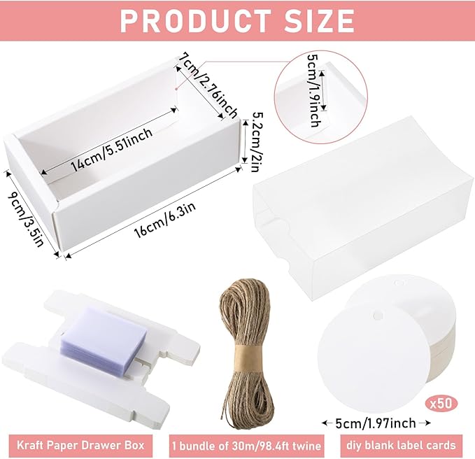 Roowest 50 Sets Kraft Soap Boxes Rectangle Packaging Box - Image 2