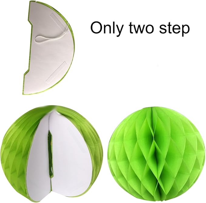 Hanging Paper Fan Set, Tissue Paper Pom Poms Flower Fan and Honeycomb Balls - Image 7