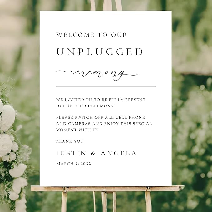 Modern Unplugged Wedding Yard Sign – Custom Name & Date – Printed on Acrylic or - Image 2