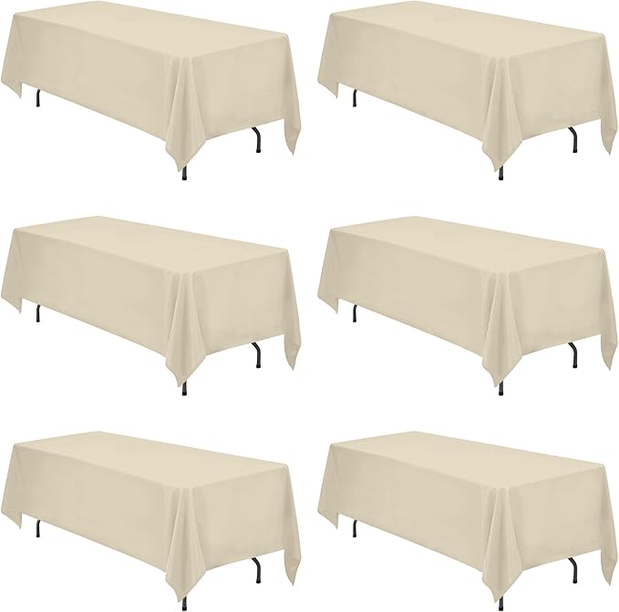 BRILLMAX 6 Pack Beige Tablecloths 70 x 120 Inch by BRILLMAX