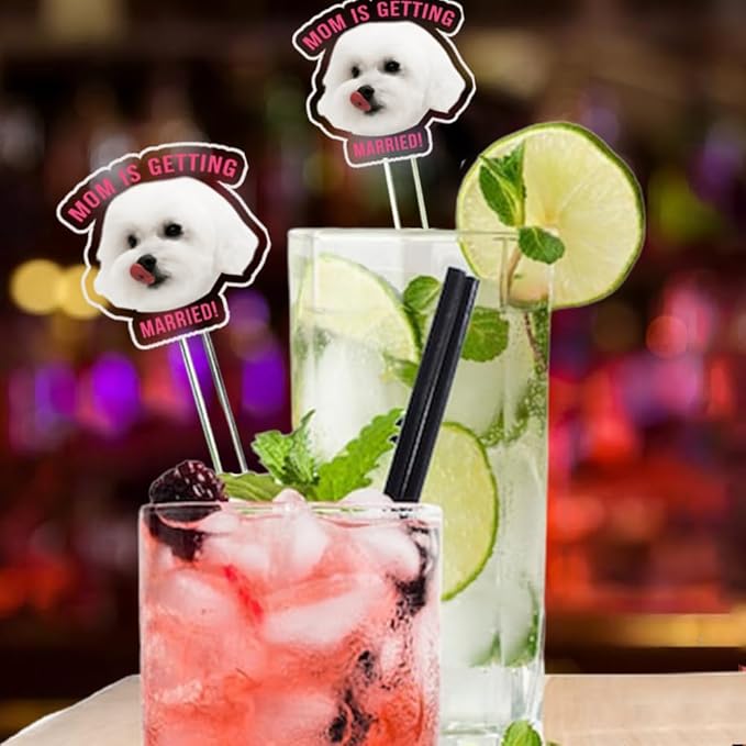 Custom 50 Pcs Double-Sided Wedding Pet Stir Sticks, Personalized Dog Cat Stir - Image 2