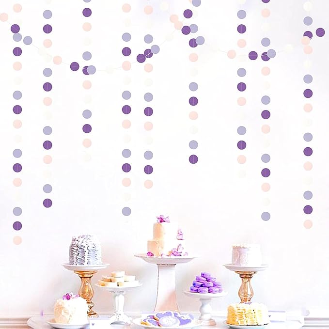 Purple-Pink White Party-Decorations Paper Garland - 52ft Lavender Birthday - Image 7