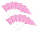 12 Pack Pink Pennant Flags Small Mini Hand Held Solid Color Pennant On Sticks by tibijoy