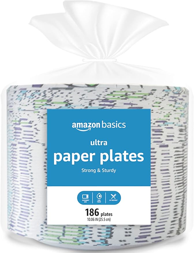 Amazon Basics Ultra Paper Plates, 10 Inch, Disposable by AmazonBasics