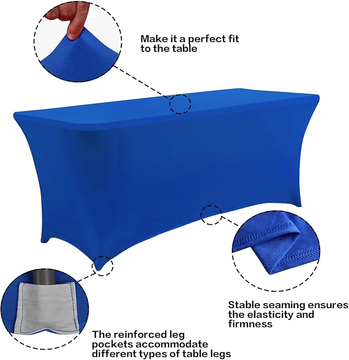 IVAPUPU 8FT Table Cloth for Rectangular Fitted Events Stretch Fuchsia Table - Image 2