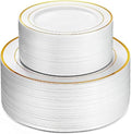 Neatiffy100 Pcs Gold Rim Plastic Dinnerware Set | 50 x | by NEATIFFY