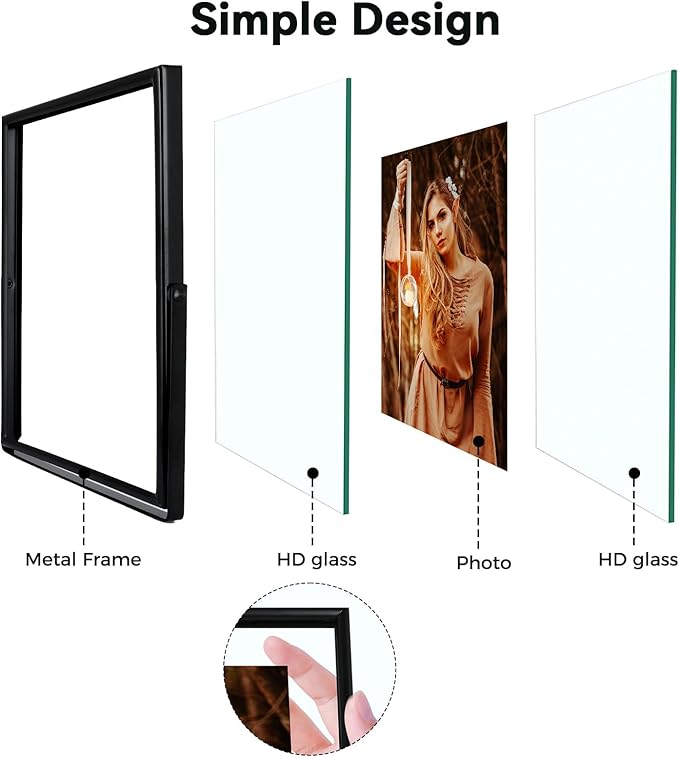 Black Floating Frame, For Picture 4x6, Tabletop Shelf Photo Frame, Classy Gift - Image 6