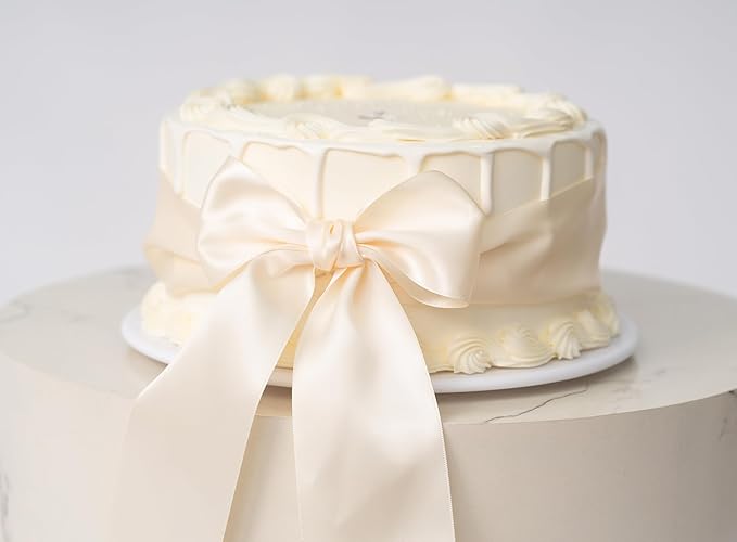 Ivory Satin Ribbon 2.5 Inch Double-Faced Polyester Cream Ribbons 25 Yards - Image 5