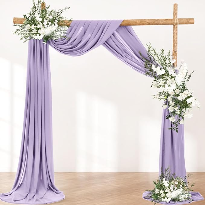 Wedding Arch Draping Fabric 1 Panel 30'' x 18FT Lilac Sheer Chiffon Arch Drapery - Image 4