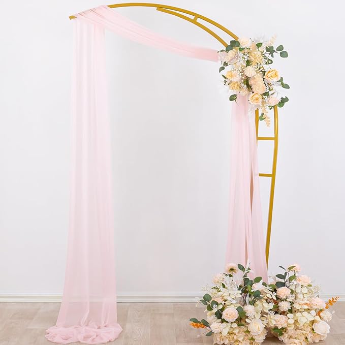 Socomi Blush Pink Wedding Arch Draping Fabric 29" x 20Ft 2 Panels Sheer Outdoor - Image 5