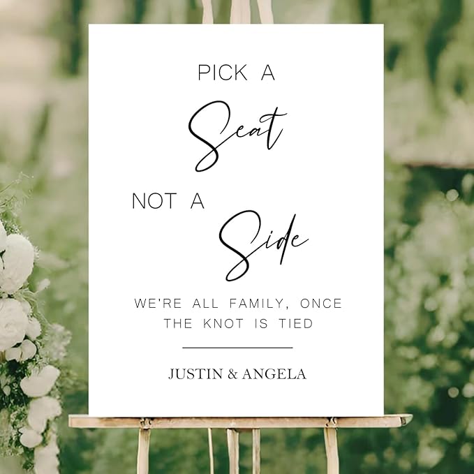 Personalized Pick a Seat Sign for Wedding – Greenery Welcome Yard Sign – Custom - Image 2