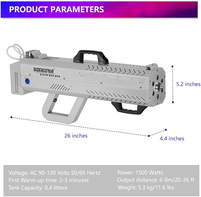Smoke Gun for Party, 1500W Handheld Fog Machine Cannon - Image 6