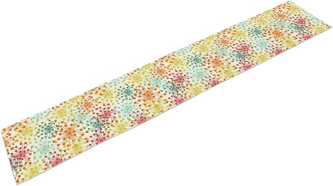Mid Century Flower Table Runner, Colorful Geometric Abstract Chrysanthemum - Image 9