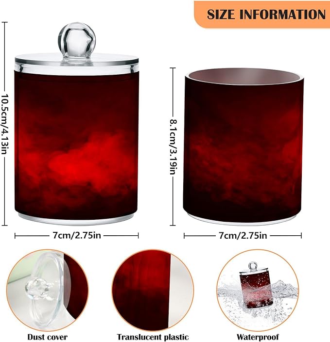 Gredecor 4 Pack Qtip Holder Clear Red Apothecary Jars - Image 3