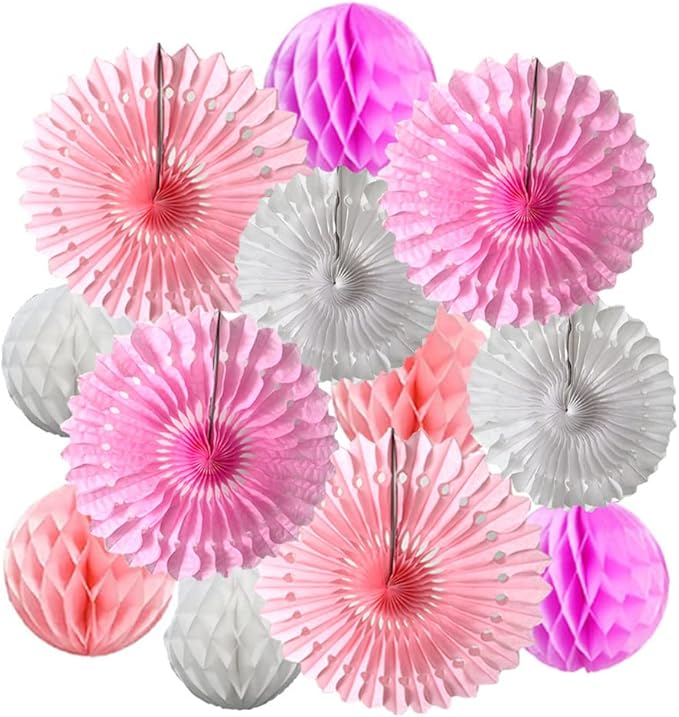 12pcs 6'' 8'' Honeycomb Balls Tissue Paper Fans Party Honeycomb Ball Fans by Yangeey