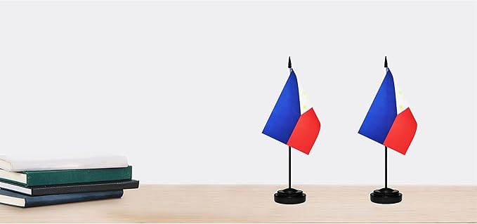 Philippines Filipino Deluxe Desk Flag Set Small Mini Miniature Philippines - Image 6