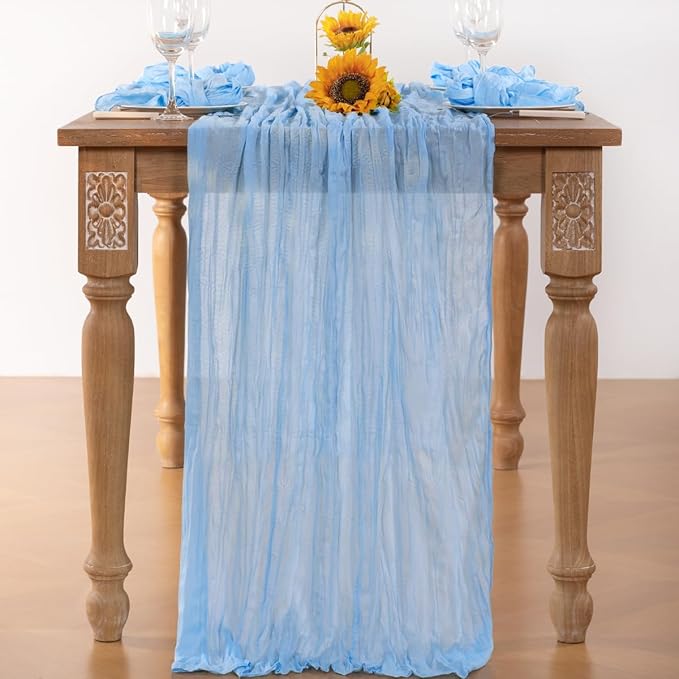 Baby Blue Cheesecloth Table Runner 6 Pack Fall Table Runners Boho Gauze 120 - Image 4