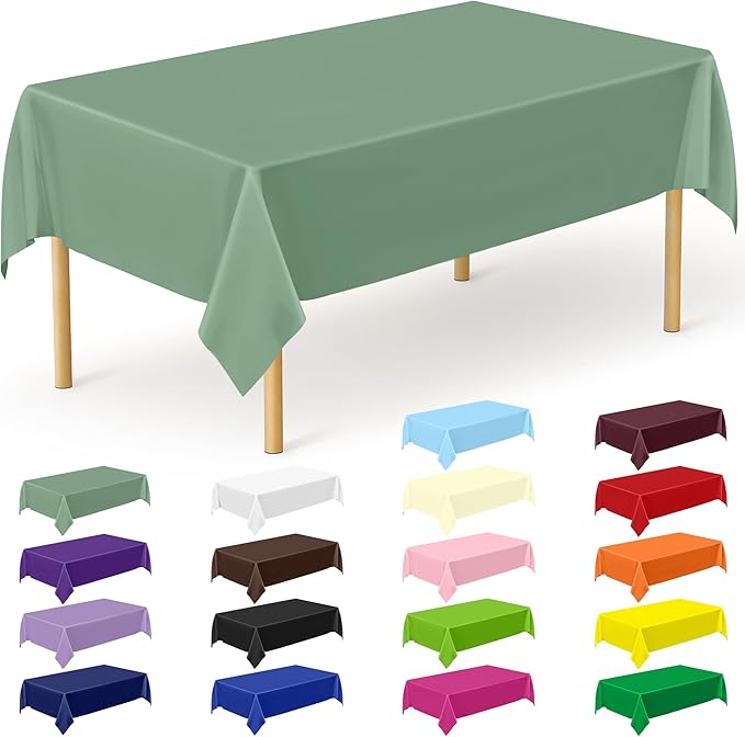 QZYL 12 Pcs Rectangle Tablecloth, 54 X 108 Inches Plastic Table Cover, by QZYL