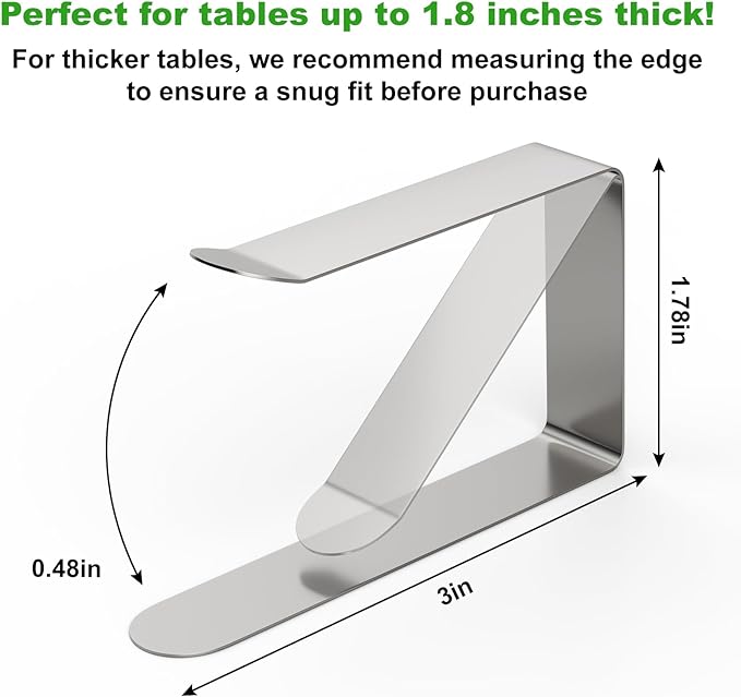 32 Pack Tablecloth Clips Heavy Duty, 2.95"x1.77" Stainless Steel Rust Proof - Image 4