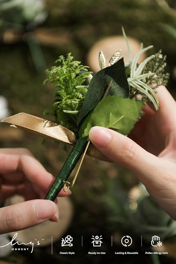 Ling's Moment Boutonniere for Men, Artificial Flowers for Wedding - Image 4