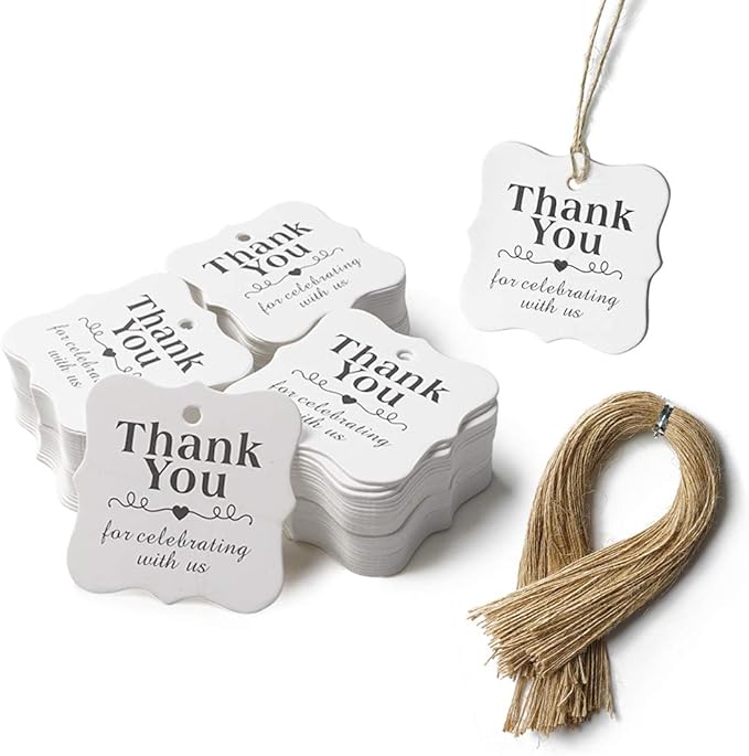 SallyFashion 150 PCS Thank You White Gift Tags by sallyfashion
