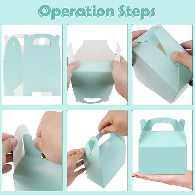 24 Pcs Pastel Party Favor Treat Boxes, Colorful Paper Candy Gift Gable Boxes - Image 3