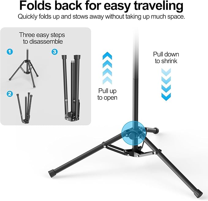 Mic Stand with Boom Arm, Heavy Duty Tripod Microphone Stand Floor Holder Height - Image 7
