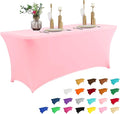 IVAPUPU 4FT Table Cloth for Rectangular Fitted Events Stretch Pink Table Covers by IVAPUPU