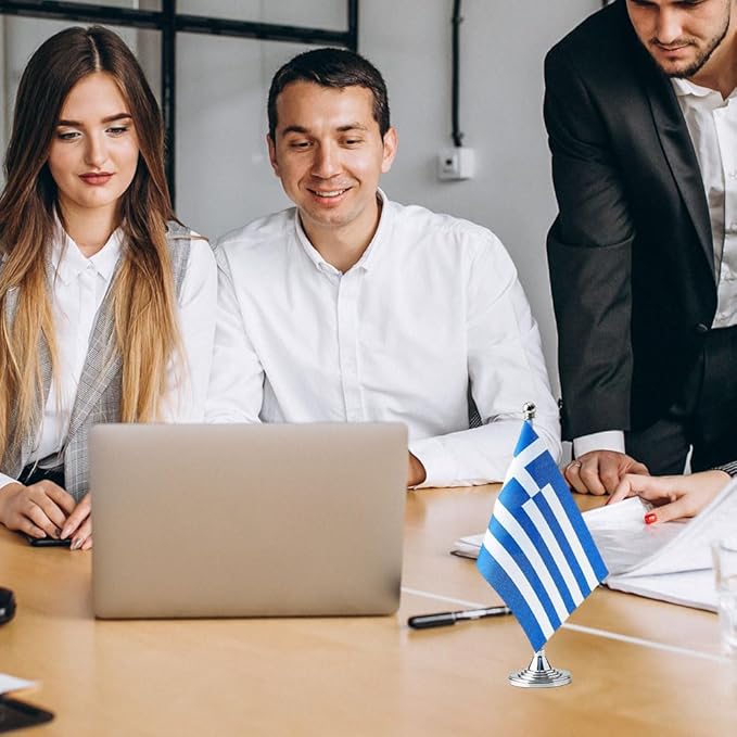 Greece Flag Greek Flags, Small Mini Greek Desk Flag, Used - Image 4