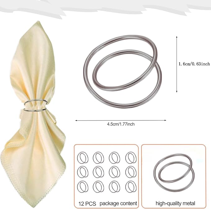 Silver Napkin Rings-12 PCS Metal Spiral Napkin Rings Napkin Holders Buckles - Image 2