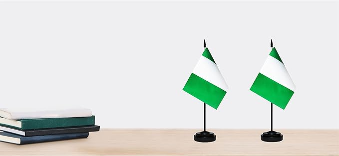 Nigeria Nigerian Deluxe Desk Flag Set Small Mini Miniature Nigeria Nigerian - Image 6
