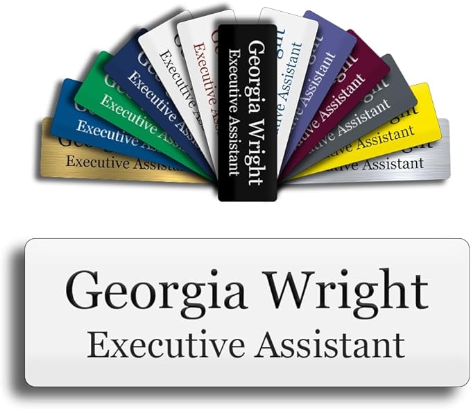 Custom Engraved Name Tag 1" x 3" Personalized Badge Magnetic or Pin Backing by GemAwards