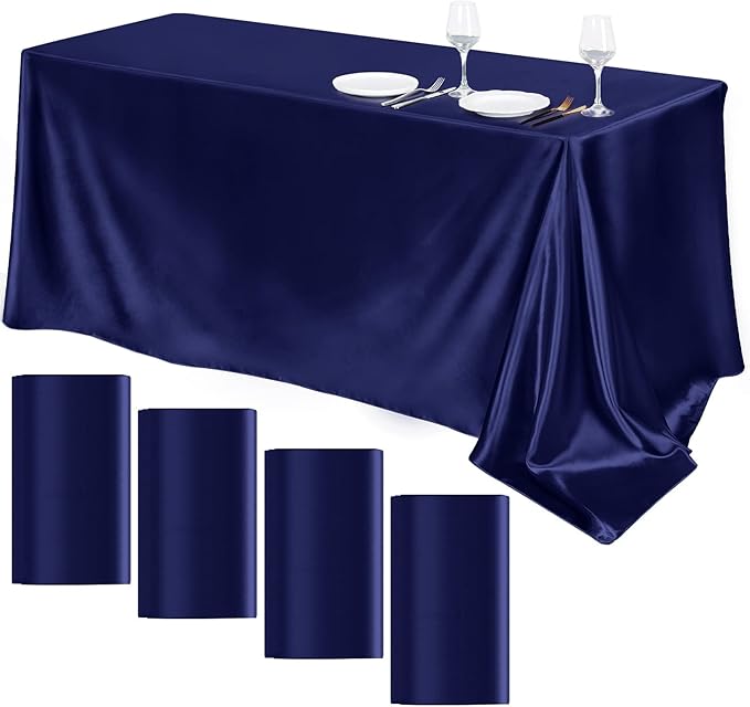TURSTIN 4 Packs Satin Tablecloth 102 x 58 Inch Overlay Satin Table Cover by TURSTIN