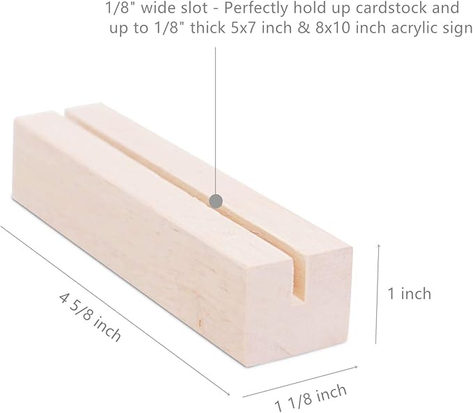 UNIQOOO 50 Pack Oak Wood Table Number Stands | 1/8” Thick Acrylic Sign Holders - Image 6