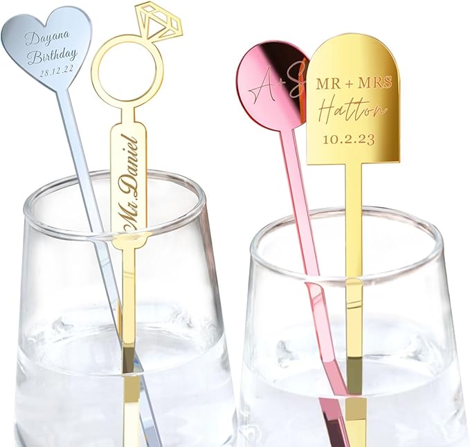 20Pcs Personalized Acrylic Stir Sticks, Custom Cocktail Swizzle Sticks Bar by HZGUEOSTB