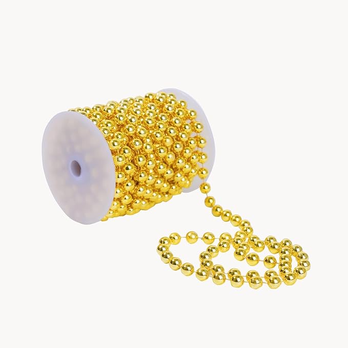 Faux Gold Pearl Bead Garland - 10mm Christmas Tree Beads 11 Yards Gold Pearl - Image 7
