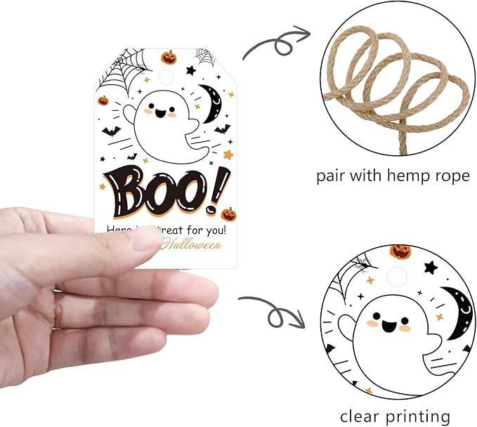 Aukolass 50Pcs Boo Gift Tags, Halloween Treat Tag - Image 3