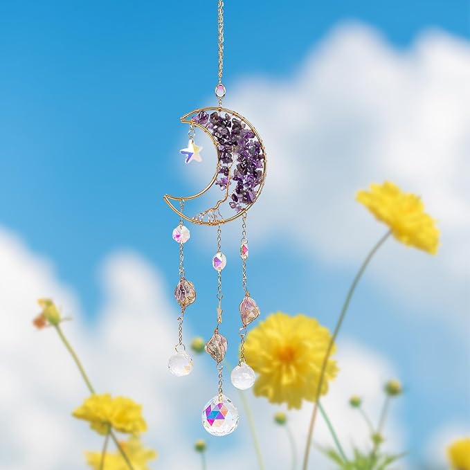 TUOKING Amethyst Crystal Moon Suncatchers - Image 6