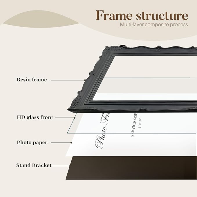 Cuspin 8x10 Picture Frame Black, Vintage Handmade Resin Frame - Image 5