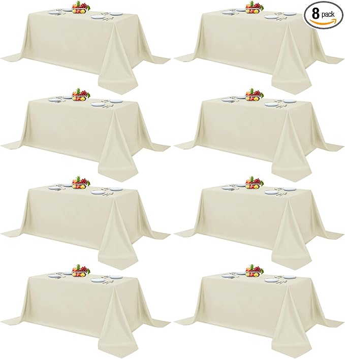 Fitable 8 Pack Rectangle Tablecloths: Stain Resistant Wrinkle Free Fabric Table by Fitable