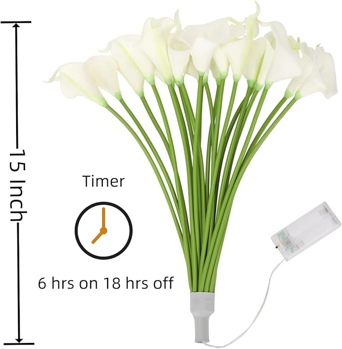 20pcs Artificial Calla Lily Bouquet Lamp Faux Floarl Night Light Real Touch - Image 6