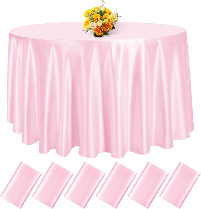 fani 6 Pack 120 Inch Light Pink Satin Tablecloth by fani