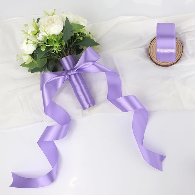Light Purple Solid Satin Ribbon 1-1/2 Inch 50 Yards Solid Polyester Fabric - Image 6