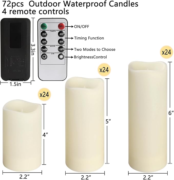 pliadvbu Flameless LED Candles 72 Pack, Outdoor Realistic Waterproof Votive - Image 3