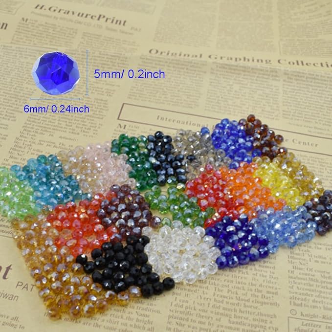 6mm 1200Pcs Briolette Faceted AB Crystal Glass Beads 24 Colors Rondelle Shape - Image 2